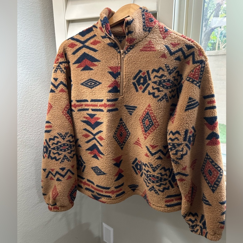 North Face Campshire Pullover Aztec Quarter Zip Fleece Jacket Sweatshirt- Style!